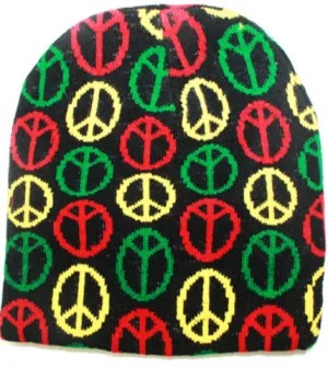 unisex rasta peace sign beanie hat Case of 72