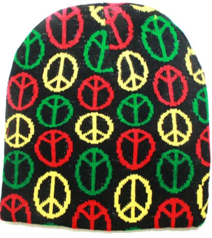 unisex rasta peace sign beanie hat Case of 72