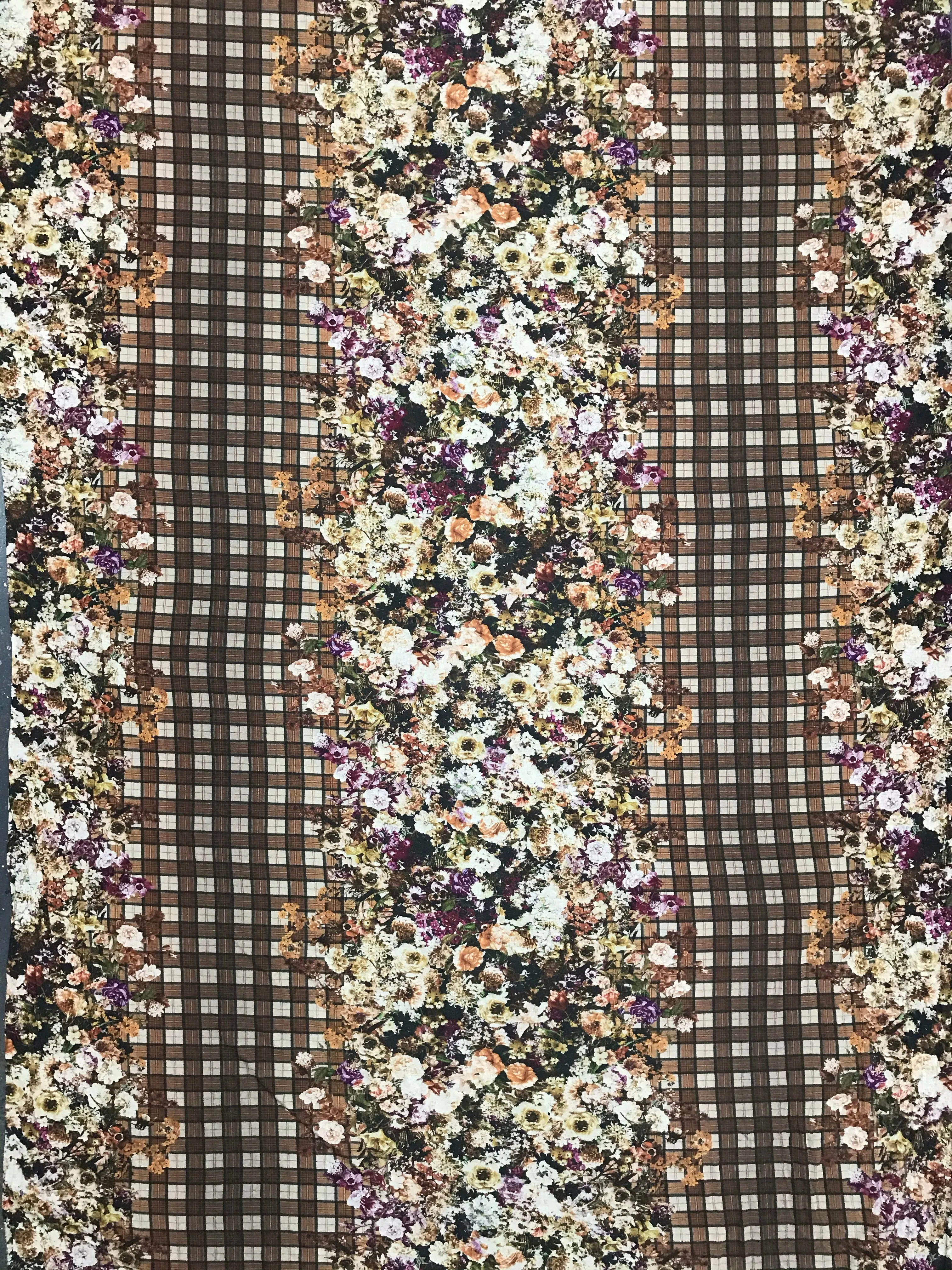 WK-7337W DIGITAL FLORAL PLAID PRINT WOOL VISCOSE KNIT. ITALY