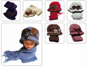 women's knit winter fashion hat & scarf sets Case of 72
