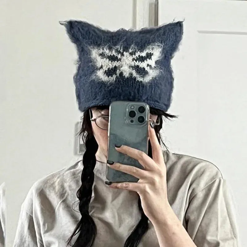 Y2K Cat Ear Plush Beanie